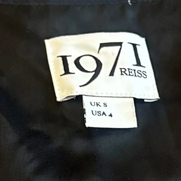 Reiss 1971 Black Silk Shift Dress Floral 3/4 Sleeve Flowy Party Size 4 Women's - Picture 12 of 12